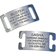 LuckyPet Slide-On Pet ID Tags, Personalized Dog and Cat Tags in 3 Sizes, Silent, Chew-Proof Stainless Steel Collar Tags, Custom Engraved, Fits Buckle or Snap Style Collars, Small, Open Ends