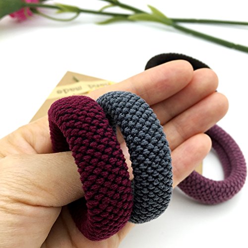 Elastic Hair Bands Ties and Ponytail Holder for Women and Girls, 6 Count Natural Heavy Duty Hair Ties Band for Long Thick Heavy Hairs