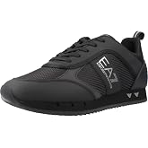 EA7 Men's Carbon Mesh Logo Trainers, Black/Silver