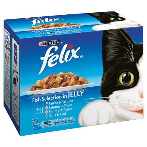 Felix Fish Selection in Jelly 12 x 100g Pouches (Pack of 4 x 12X100g)