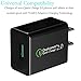 [Qualcomm Certified] Coocheer Quick Charge 2.0 12w USB Turbo Wall Charger Fast Charger for Samsung Galaxy S6, S6 Edge and More w/ 20awg 3.3ft Micro USB Cable - Black