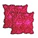 E'Plaza 2pcs New Hot Pink 3D Raised Ribbon Roses Cushion Covers Throw Pillow Cases 16X16 (2, hot Pink)