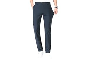 LUSHENUNI Men's Golf Pants Slim High Stretch, Ice Silk Dress Pants with Expandable-Waist Pants