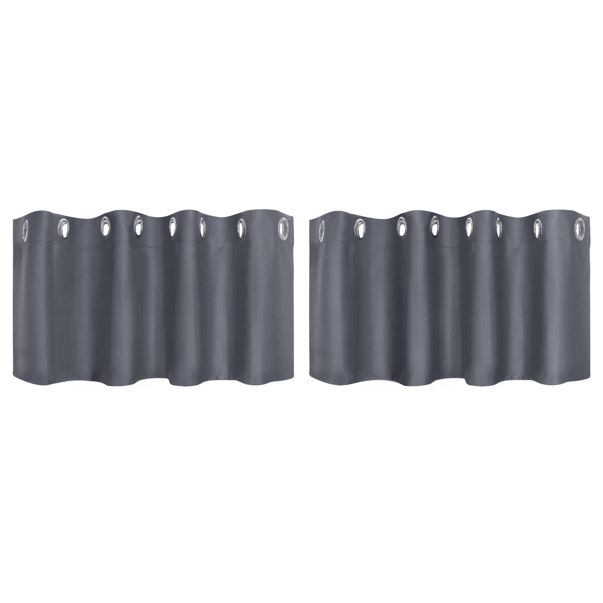 PiccoCasa Blackout Curtains 2 Panels Grommet, Gray Thermal Insulated Curtains Panel Darkening Small Window Curtains for Bedroom Living Room 52 x 18 Inch (Width x Length), 18inch Drop
