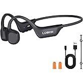 LOBKIN Bone Conduction Headphones - Open Ear Headphones Wireless Bluetooth 6.0 with Mic, 10H Playtime, IPX6, Sweat Resistant, Lightweight Sports Headphone for Running, Cycling, Gym, Outdoor, Black