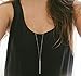 Fdesigner Leiothrix Simple Bar Long Y Necklace Chain Hoop Pendant Necklace Dangle for Women(Gold)
