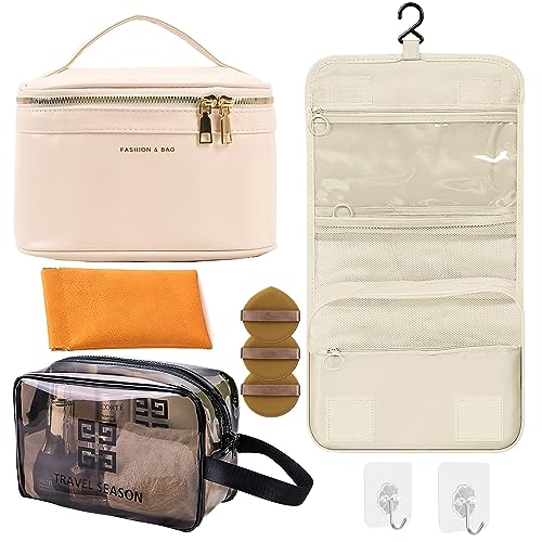 VOSRTDSV Cute Travel Makeup Bag,Portable Toiletry Make up Organizer Cosmetic Bags for Women,3PC Toiletries accessories Travel Accessories Dorm Room Toiletry Bag