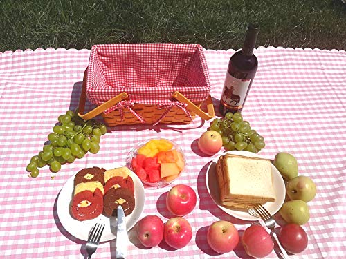 Picnic Basket Natural Woven Woodchip with Double Folding Handles | Easter Basket | Storage of Plastic Easter Eggs and Easter Candy | Organizer Blanket Storage | Bath Toy and Kids Toy Storage - Thumbnail 2