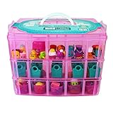 Bins &amp; Things Stackable Storage Container for Shopkins Littlest Pet Shop Rainbow Loom Beads Disney Tsum Tsum Figures and Arts &amp; Crafts Accessories with 30 Adjustable Compartments, Pink (Toy)