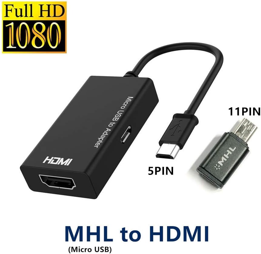 MHL Micro USB to HDMI Cable Adapter, MHL to HDMI Adapter, MHL 5pin & 11pin to HDMI, Cable Adapter with Video Audio Output (5PIN+11PIN)