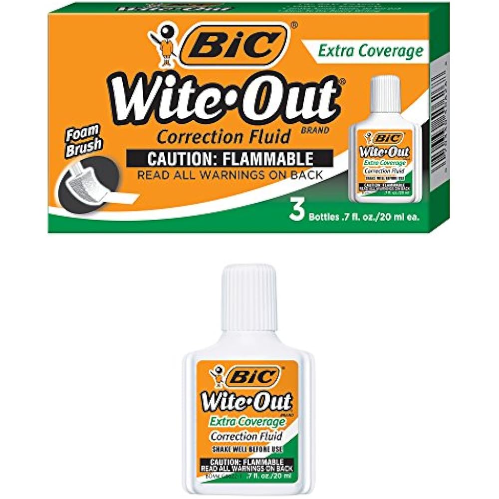 WiteOut Brand Extra Correction Fluid Coverage Fluid, 20 Ml, White, 3
