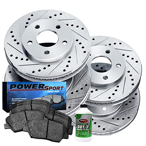 Power Sport Front Rear Brakes and Rotors Kit |Front Rear Brake Pads| Brake Roto…
