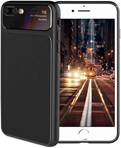 iPhone 8 Plus Case,iPhone 7 Plus Case, Amextrian [Wireless Charging Support] Lightweight Carbon Fiber Scratch Resistant Soft TPU Cover For iPhone 8 Plus/7Plus [BLACK] (black)