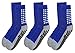 RATIVE Anti Slip Non Skid Slipper Hospital Crew Socks with grips for Adults Men Women (Large, 3 pairs-blue)