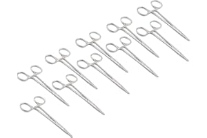 Laja Imports 10-Pack Straight 5-Inch Mosquito Hemostat Locking Forceps, Stainless Steel for Educational Use