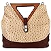 MG Collection Kora Ostrich Wood Triangle Top Handle Tote Purse, Tan, One Size