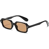 PORADAY Retro Rectangular Sunglasses for Women Men Vintage Small Square Frame Sun Glasses 90'S Style Trendy Narrow