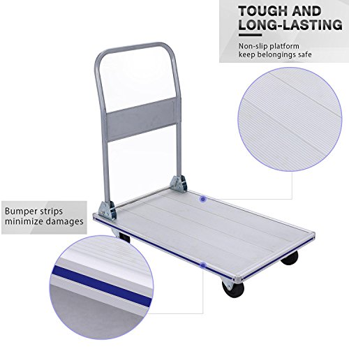 image for Hindom 771 Lbs Folding Platform Truck, Heavy Duty Flatbed Cart with 4 
