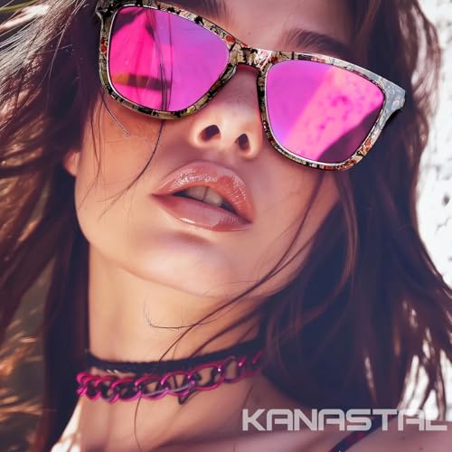 KANASTAL Women's Men's Polarized Sunglasses UV400 Protection Square Retro Classic Vintage Sunglasses for Beach Travel Fishing