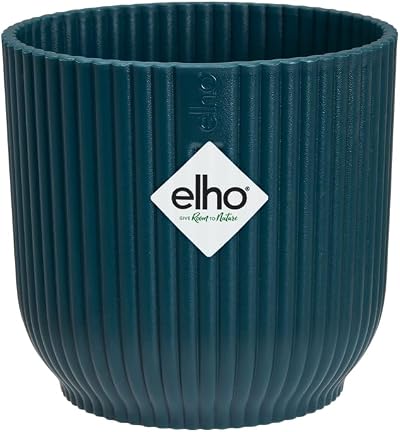 elho Vibes Fold Round Mini 9-100% Recyclable Flower Pot Ø9.3 x H8.8 cm Blue