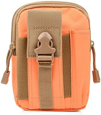 liangdongshop Tactical Molle EDC Utility Gadget Pouch Compact Multipurpose Belt Waist Hip Bag with Cell Phone Holster Holder(Without Strap-Orange)