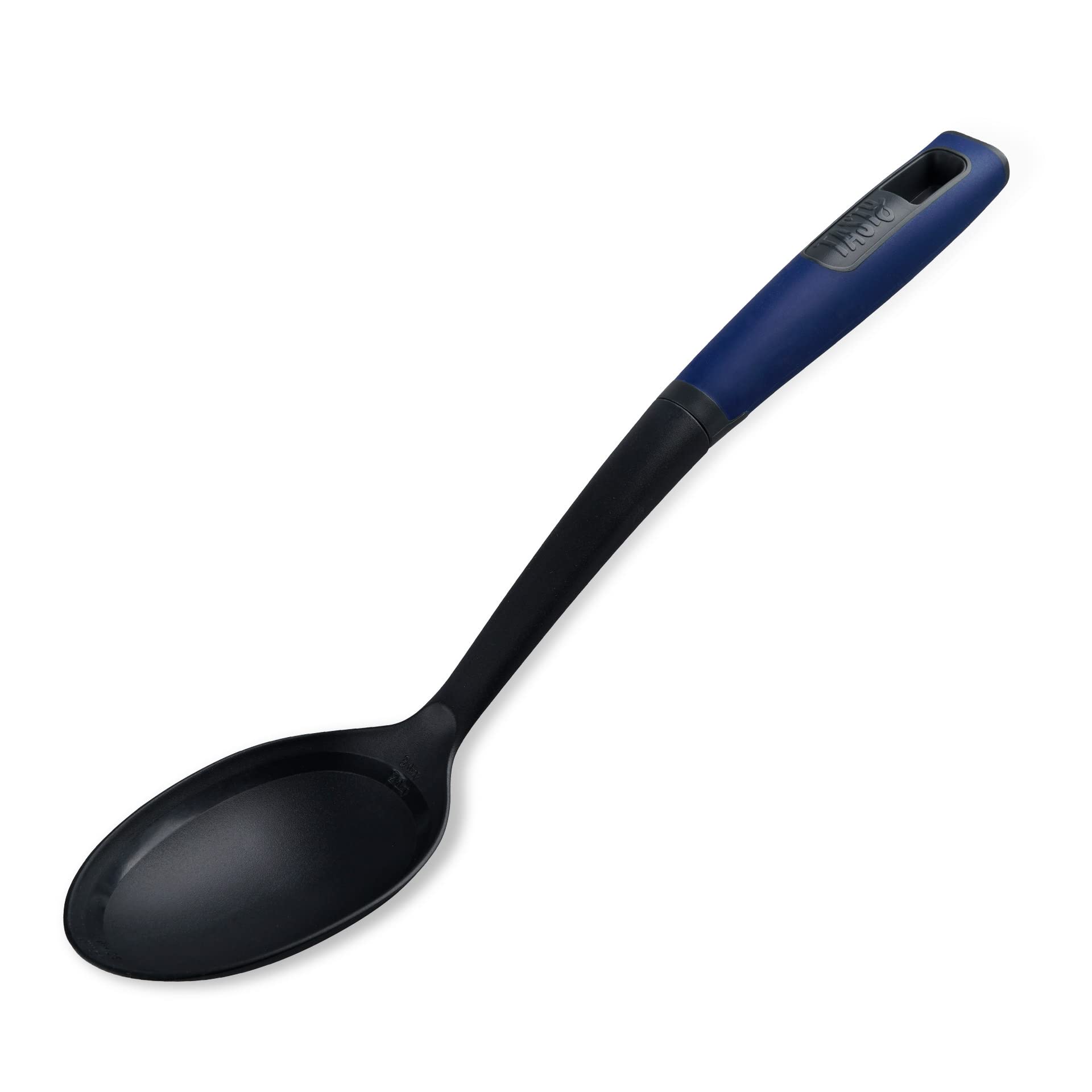 Tasty Everyday Serving Kitchen Spoon with Measurements, Non-Stick Cooking Spoon with Tablespoons Measurements & Soft Grip Handle, Stirring Spoon, Non-Scratch, Colours: Dark Blue, Grey