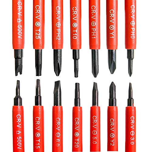JJQHYC Isolierter Schraubendreher Satz Magnetic 14 in 1 Multifunktionales Kompakt Elektriker Wartungswerkzeug Kit – Bild 3