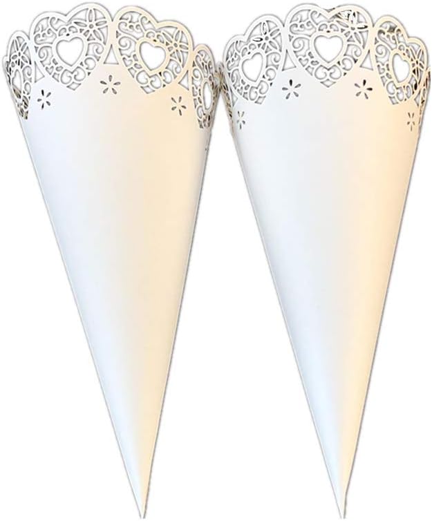 10/20/50/100 Pack Wedding Confetti Cones, Guest Confetto Holders White
