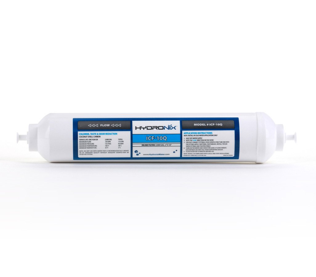 Photo 1 of Hydronix ICF-10Q Inline Reverse Osmosis Post, Fridge & Ice Coconut GAC Water Filter 2000 Gal, 1/4" Quick Connect