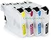 green-products empty LC101 LC103 LC105 LC107 Refillable Ink Cartridges with Auto Reset Chips for Brother MFC-J285DW, MFC-J4310DW, MFC-J4410DW, MFC-J4510DW, MFC-J4610DW, MFC-J470DW, MFC-J475DW