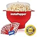 Popcorn Popper with Hot Air Collapsible Microwave Bowl in Red with Handles with Theatre Style Bags Included by Zelquin