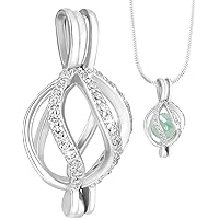 PH PandaHall 925 Sterling Silver Oval Cage Pendant, Platinum Pendant Mounting Setting Bead Frame Pendant Blank with Cubic Zir