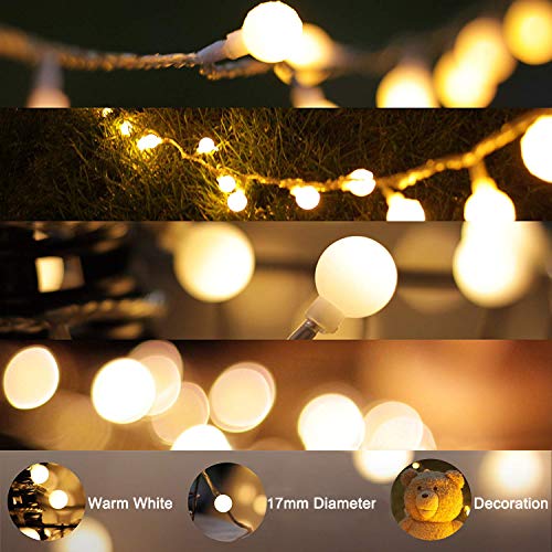 Fairy Festoon Lights with Remote Control 100 LEDs Warm White Globe String Lights Battery Powered 10M 8 Modes Waterproof Decorative Lights for Indoor Outdoor Party Home Garden Patio Bar Restaurant