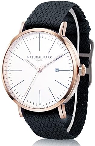 Men Sport Watch with White Dial Date Black Nylon Strap