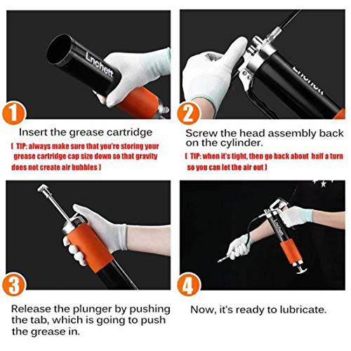 Lnchett Grease Gun with Towel, 9000 PSI Professional Heavy Duty Pistol