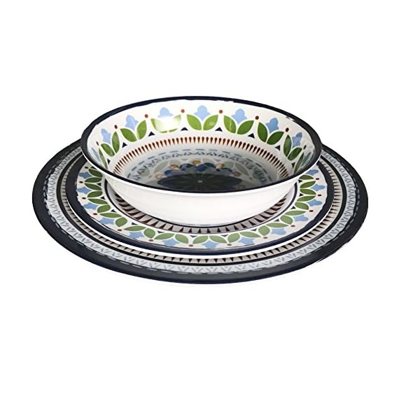 12 Pcs Melamine Dinnerware Set Rustic Plates and bowls Set for