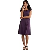 Fair Indigo Women's 100% Organic Pima Cotton Ballet Neck Dress