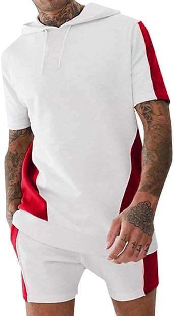 red and white jogging suit