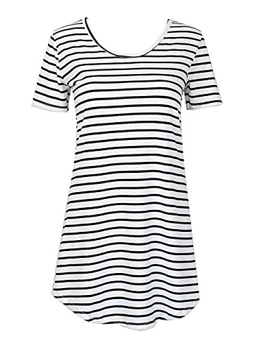 MiYang Women's Short Sleeve Casual Blouse Striped T-Shirt Dress