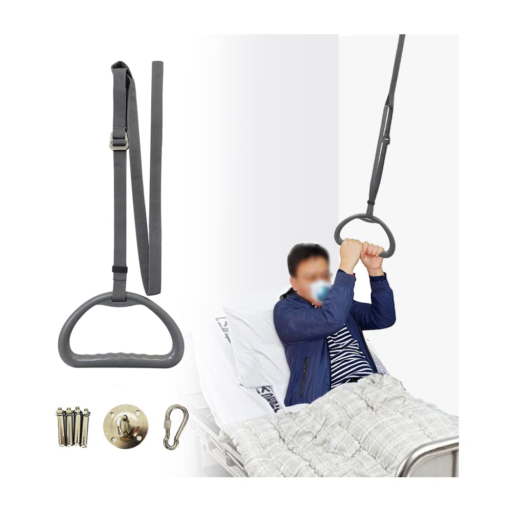 Mybow Bed Trapeze for Elderly Bed Pull Up, Stand Assist Lift Bar, Hospital Bed Trapeze for Bed Mobility & Transfer, Ceiling Mounted Grab Bar, Stand Ladder Bed Standing Helper for Disabled Handicap