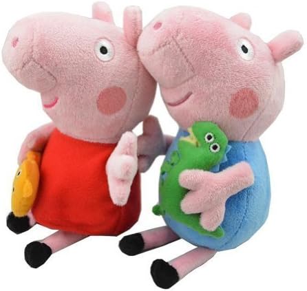 2pc kids boy George and girl Peppa with keychain By Square Imports