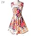 Women's Summer Sleeveless O Neck Sundress Chiffon Beach Floral Casual Mini Dress