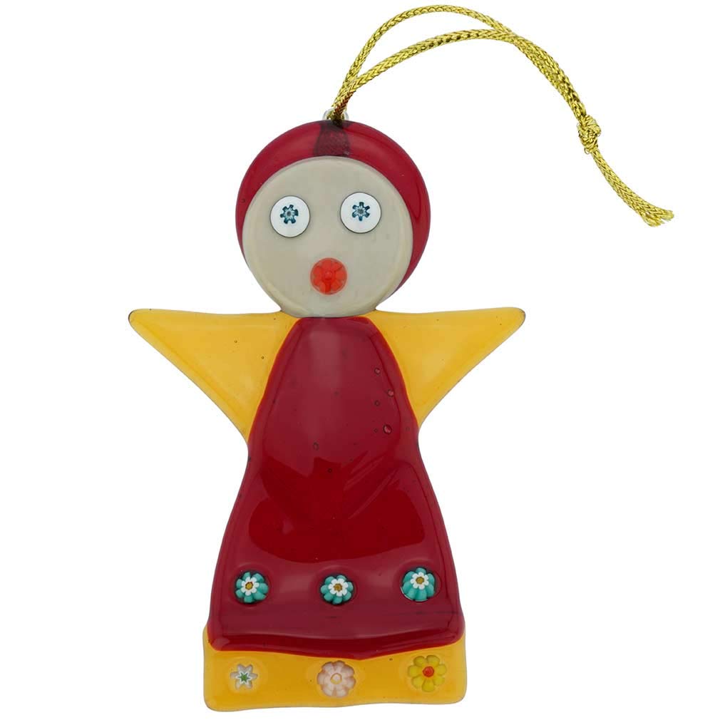 Glass Of Venice Murano Glass Angel Christmas Ornament - Red