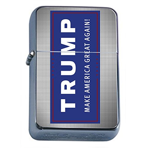 Donald Trump Flip Top Oil Lighter S2 Smoking Cigarette Smoker Includes Silver Case Presidential Candidate