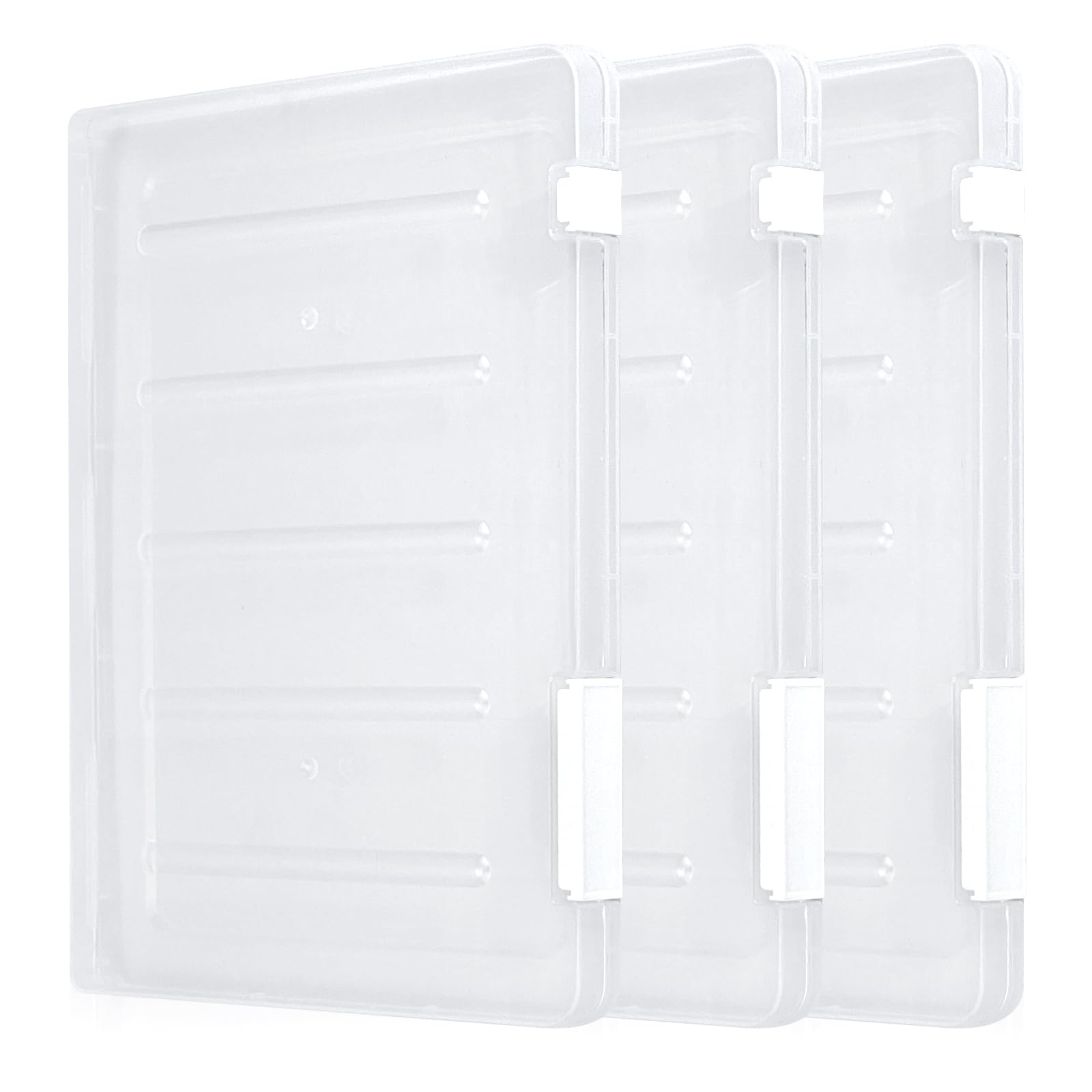 Plastic File Organiser Boxes A4 - Pack of 3 Waterproof Portable Folders for Paperwork with Clasp and Lids for 31×23 cm Paper, Transparent Box Files for Magazines, Office Supplies, School