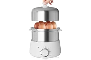 Hard Boiled Egg Cooker - CACHOO 14-Egg Rapid Stainless Steel Egg Boiler with 30-Min Timer & Auto Shut Off, Compact Electric V