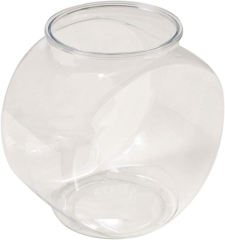 Koller Products 1-Gallon Fish Bowl, Shatterproof Plastic with Crystal Clear Clarity