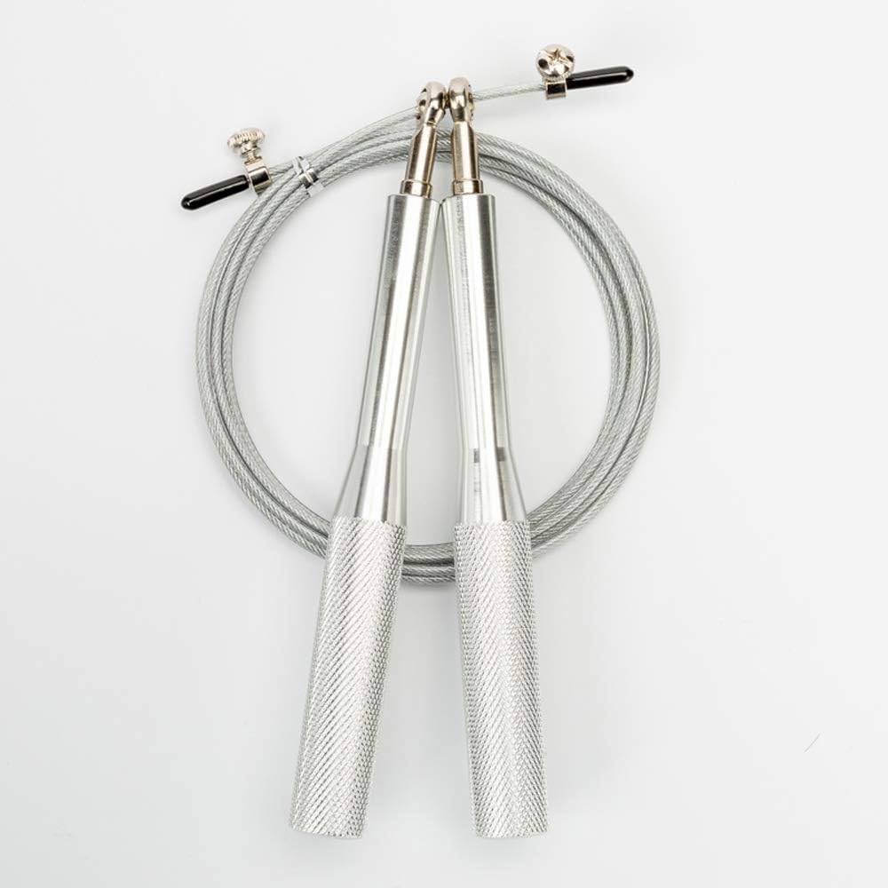 DIFFLIFE 2019 New Speed Jump Rope with Aluminum Handle - Jumping Rope for CrossFit, Boxing, MMA, Fitness Workout, Cardio Exercise, Fits All Ages（Silver） (YUNDA)