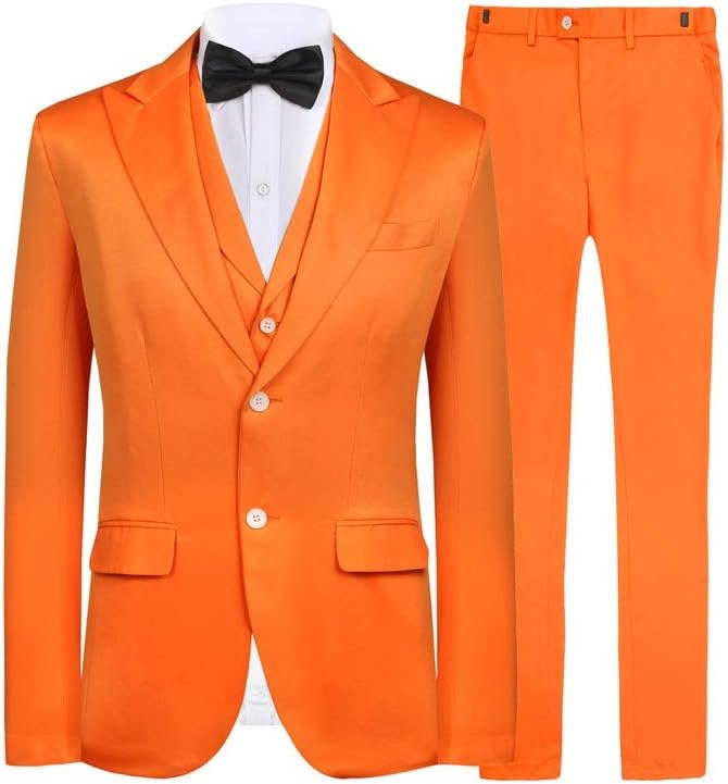 Hanayome Men's Slim Fit Suit Blazer Jacket Tux Vest & Trousers 3-Piece Suit Set