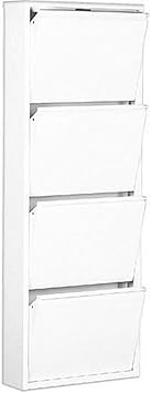 Carryhome Meuble A Chaussures Blanc 50 X 169 X 15 Cm Metal Amazon Fr Cuisine Maison